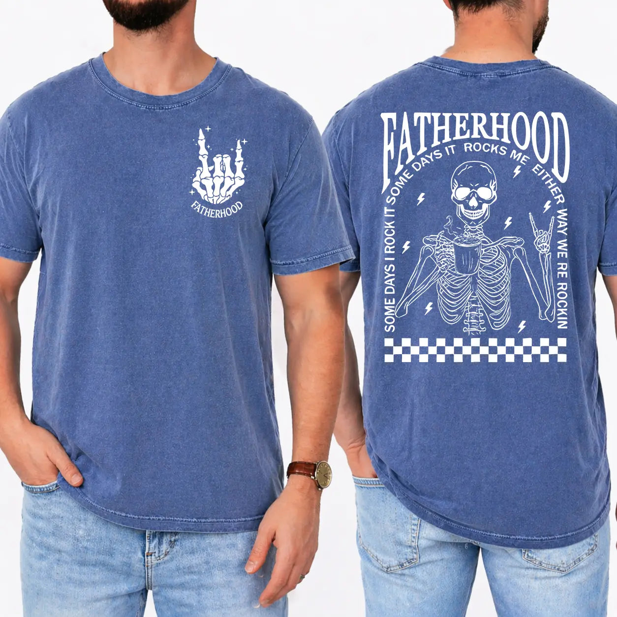 Fatherhood Graphic Tee 💀 – Some Days I Rock It Vintage Dad Shirt/Sweatshirt/Hoodie