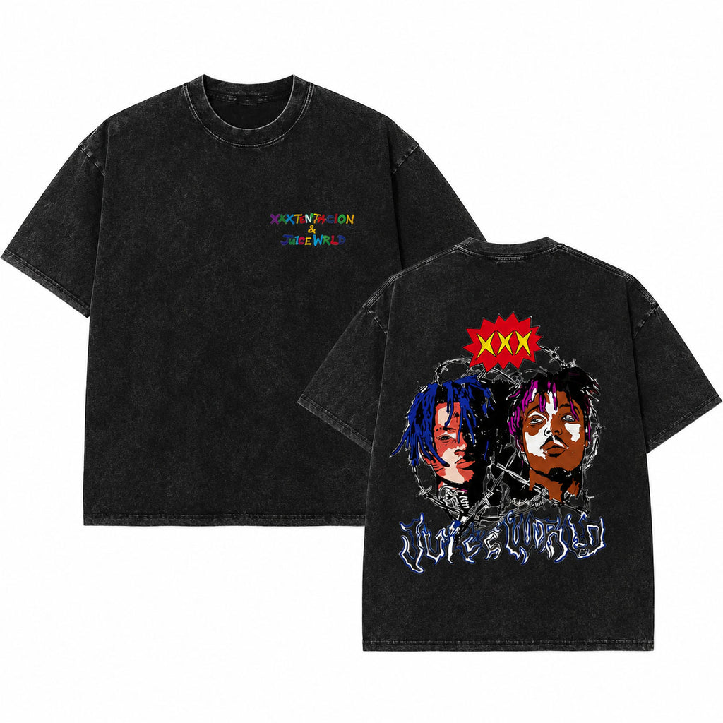 XXXTENTACION & Juice WRLD Tribute Hoodie/Sweatshirt/T-shirt – Vintage Rap Graphic Front & Back Pullover Sweatshirt