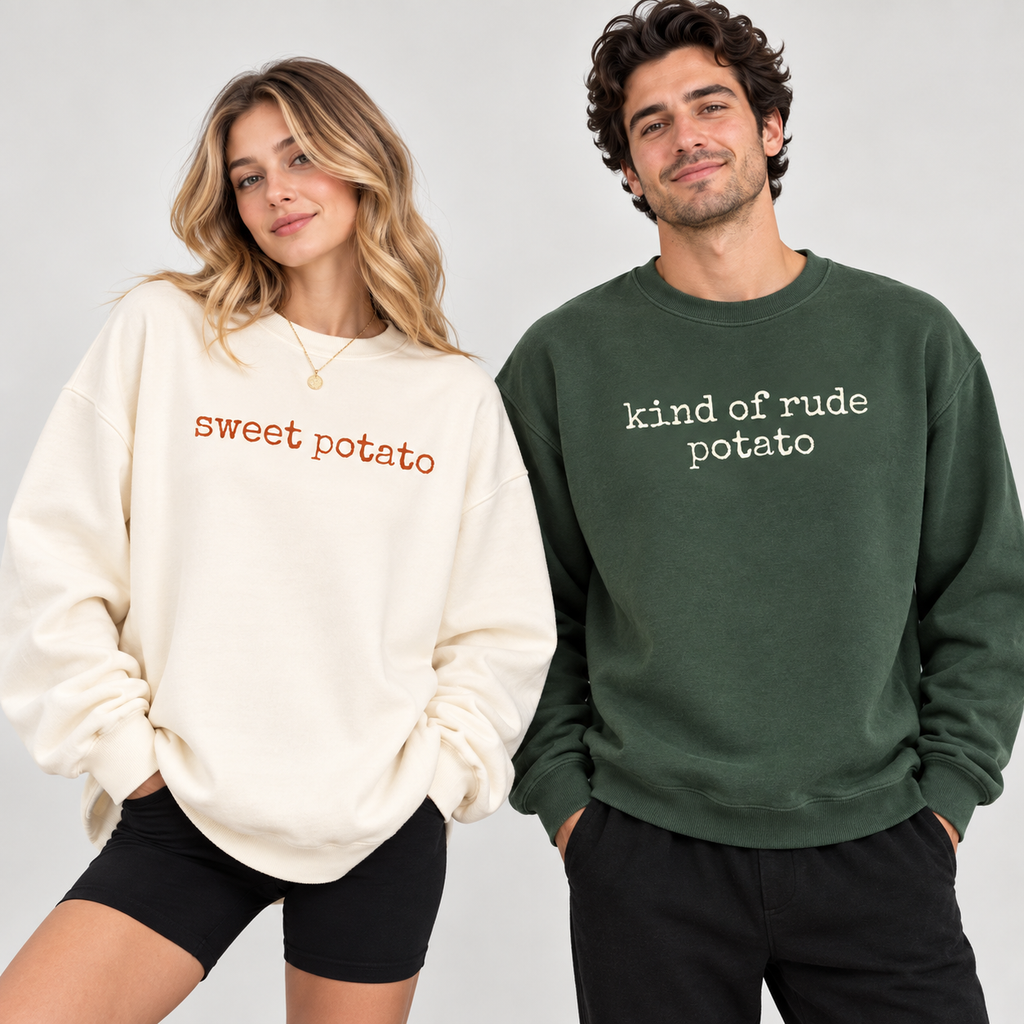 Sweet Potato & Rude Potato Matching Shirts/Sweatshirt/Hoodie – Funny Thanksgiving Couple Tees