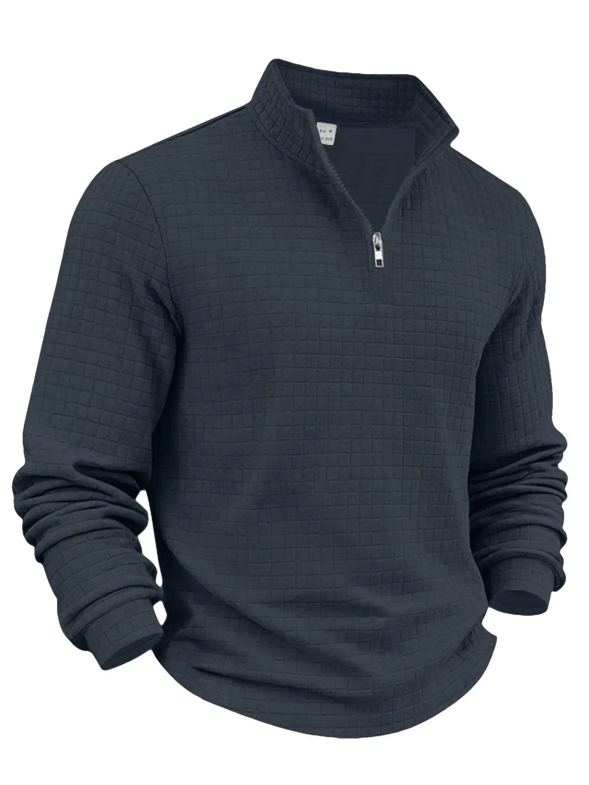 Men's Textured Quarter Zip Pullover – Casual Stand Collar Long Sleeve Sweatshirt