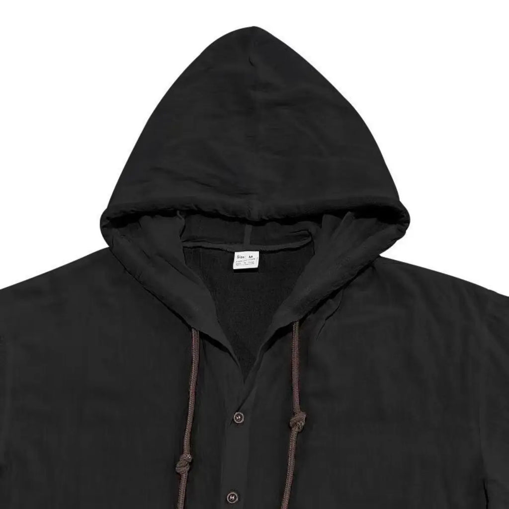 Men's Linen Hooded Set – Lightweight Button Shirt & Relaxed Pants