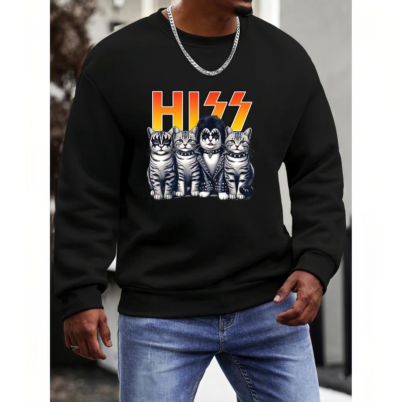 Cute Hiss Cats Rock Kittens Kitty Rocking Music Cat Lovers Men T-Shirt men woman unisex tee Shortsleeve Casual Graphic Fashion