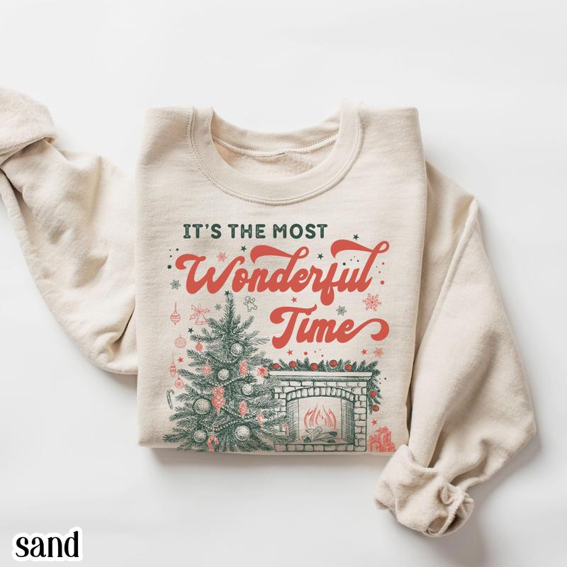Vintage Christmas sweatshirt with 'It’s the Most Wonderful Time of The Year' design, retro holiday aesthetic Sweatshirt, perfect cozy festive Christmas Sweatshirt