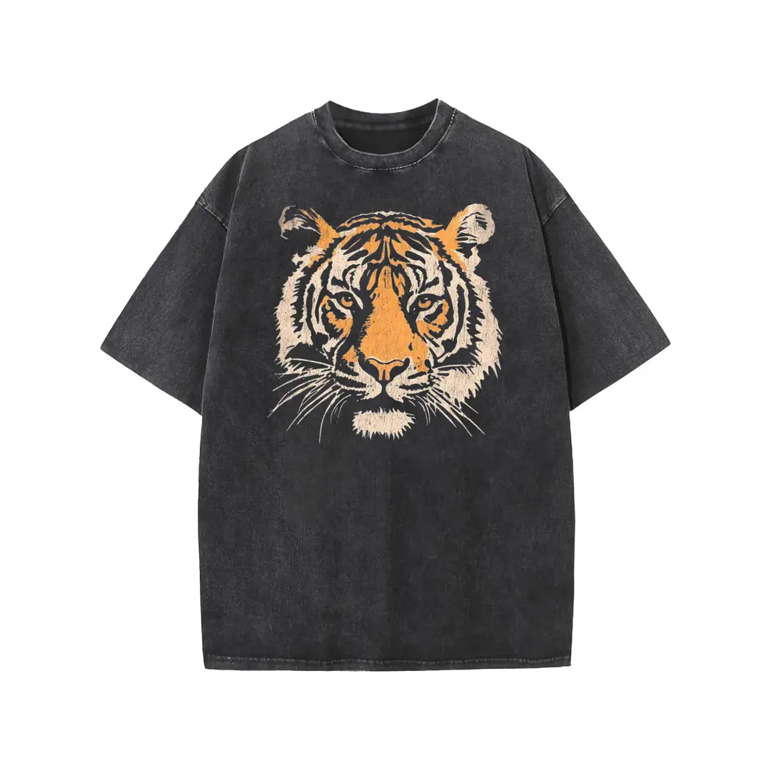 Vintage Tiger Graphic T-Shirt/Sweatshirt/Hoodie – Acid Washed Heavyweight Cotton Oversized Streetwear Tee