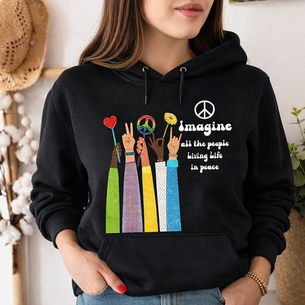 Imagine All The People Living Life In Peace, Beatles Song Lyrics Shirt, John Lennon Music, Hippie Life, Gift For Friend
