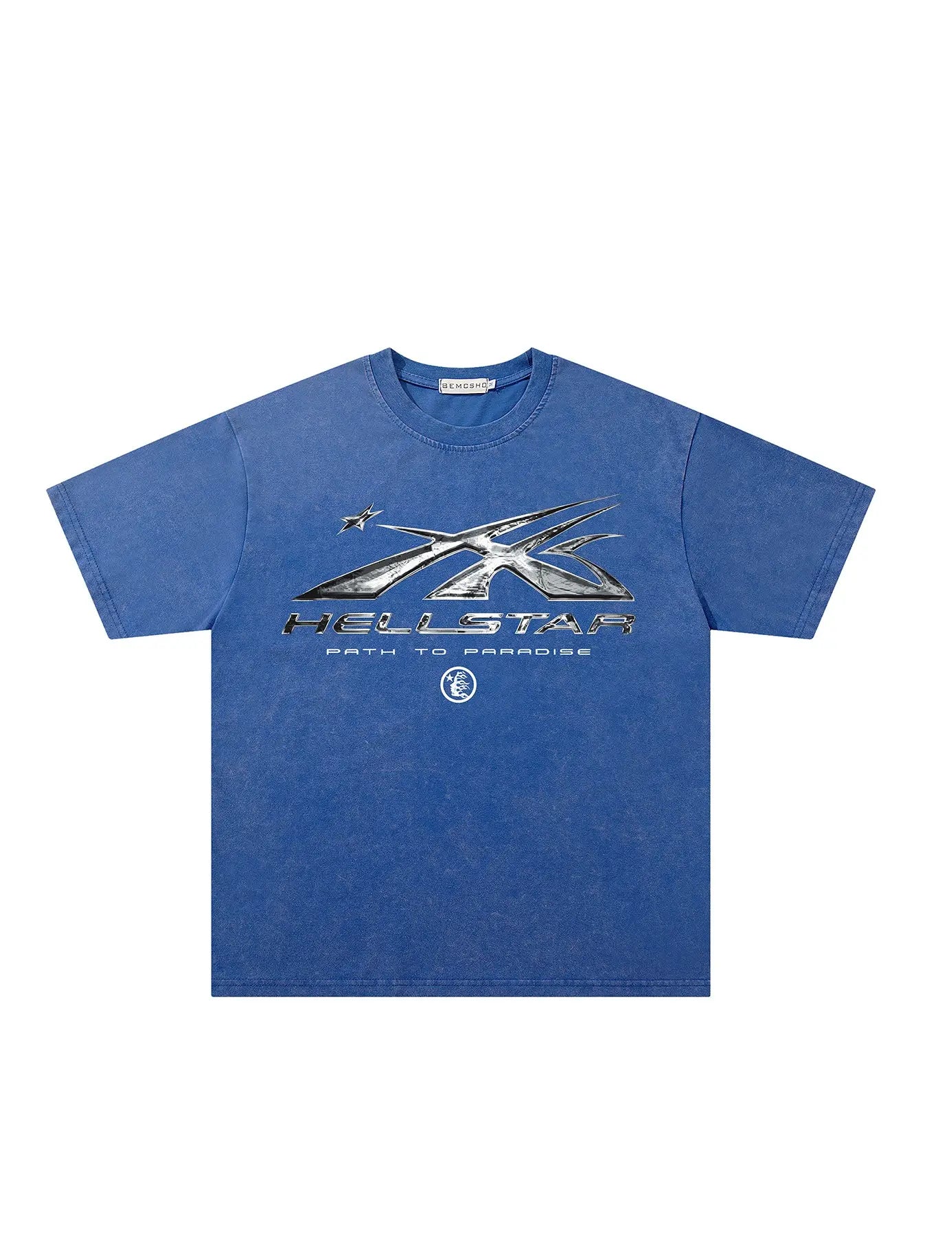 Vintage Dark Streetwear Street Style Washed Star Flame Design Tee