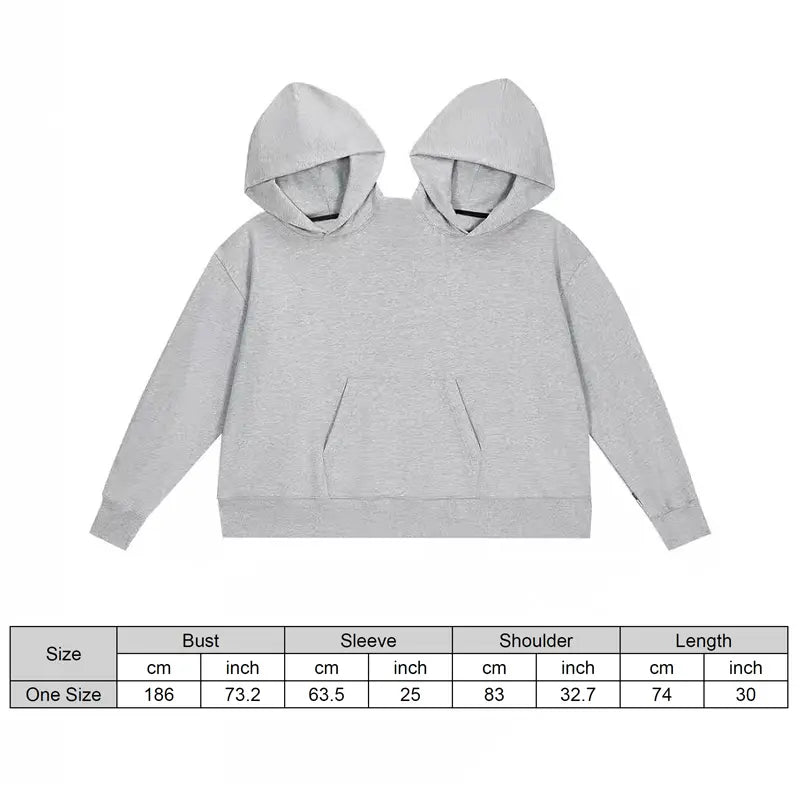 Couples Double Hood Hoodie – Two-Person Oversized Shared Sweatshirt
