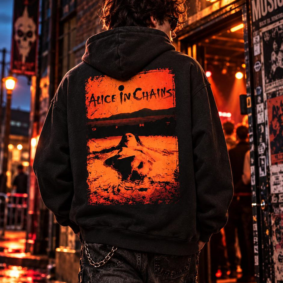 Alice in Chains Vintage Washed T-Shirt/Sweatshirt/Hoodie – Oversized Grunge Rock Graphic Tee