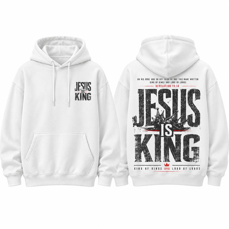 Jesus Is King Christian Hoodie/Sweatshirt/T-Shirt – Vintage Distressed Faith Graphic Streetwear Pullover