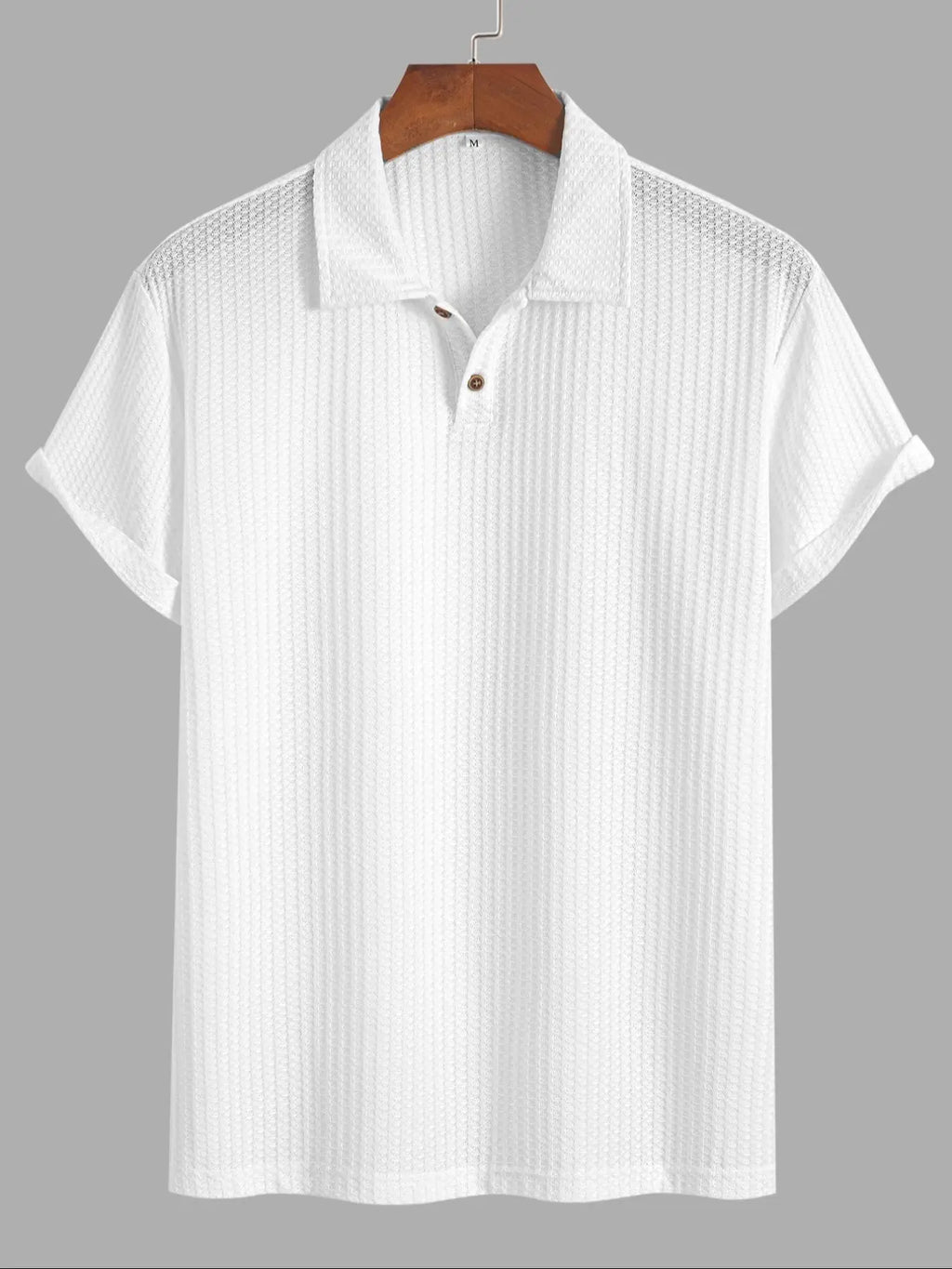 Men's Textured Knit Polo Shirt – Luxury Casual Short Sleeve Golf Style Top