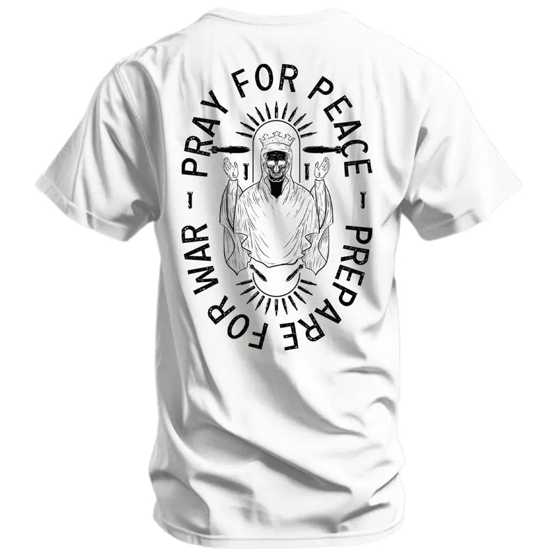 Pray for Peace Prepare for War T-Shirt/Sweatshirt/Hoodie – Vintage Gothic Skeleton Graphic Tee