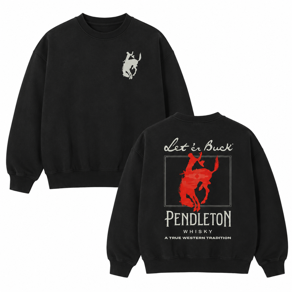 Let 'Er Buck Western Rodeo Hoodie – Vintage Cowboy Graphic Sweatshirt/T-shirt