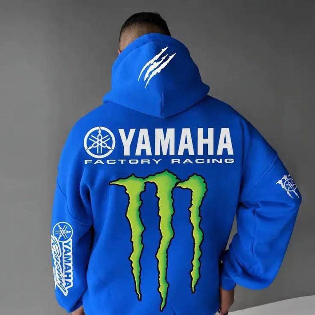 Moto Racing Graphic Hoodie – Men's Streetwear Motorcycle Yamaha Racing Monster Energy