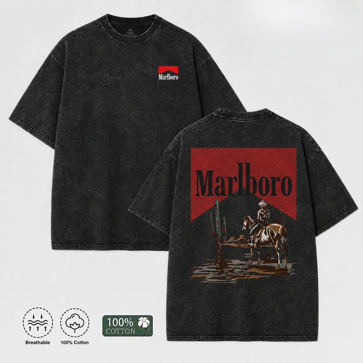 Vintage Cowboy Graphic T-Shirt/Sweatshirt/Hoodie – Dark Americana Western Acid Wash Tee