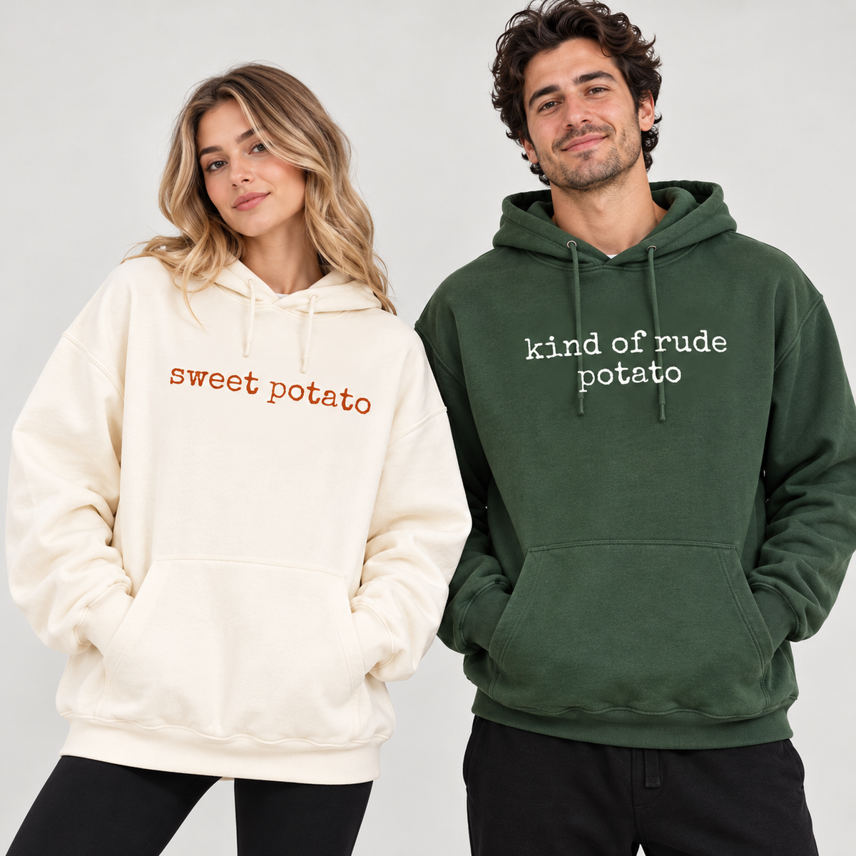 Sweet Potato & Rude Potato Matching Shirts/Sweatshirt/Hoodie – Funny Thanksgiving Couple Tees