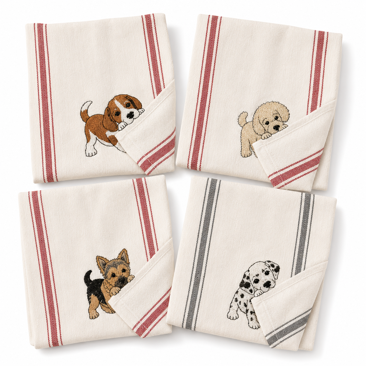 Customizable Puppy Hand Towel – Personalized Dog Name Embroidered Kitchen Tea Towel Gift for Dog Lovers