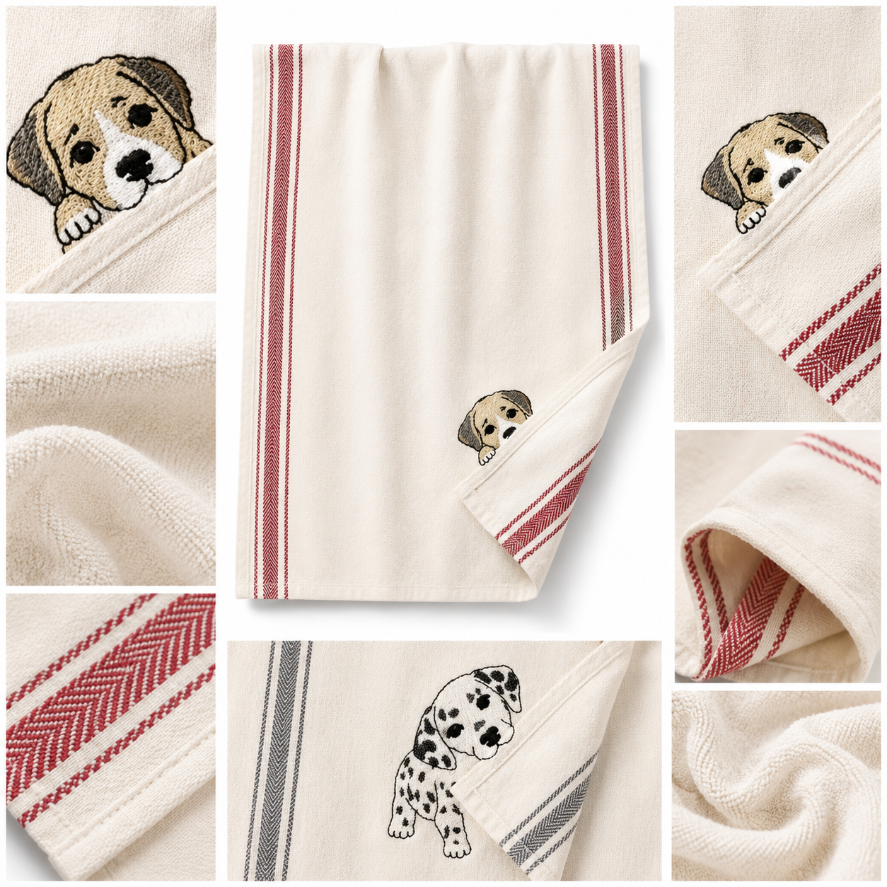 Customizable Puppy Hand Towel – Personalized Dog Name Embroidered Kitchen Tea Towel Gift for Dog Lovers