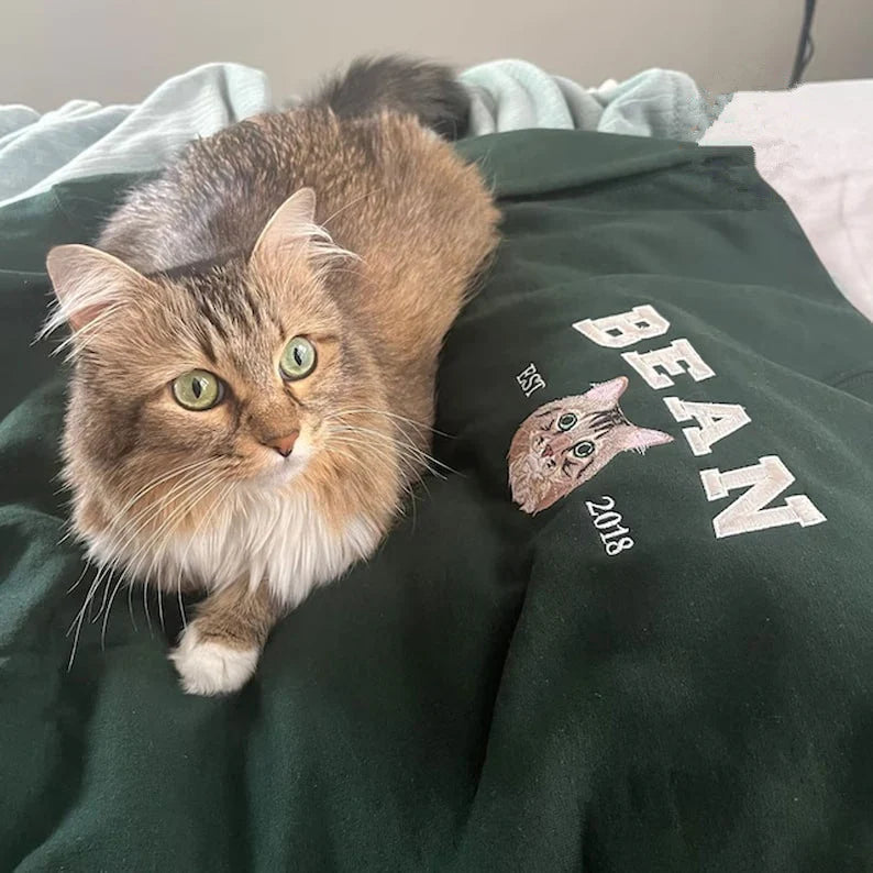 Personalized Embroidered Sweatshirt with Pet Portraits and Names