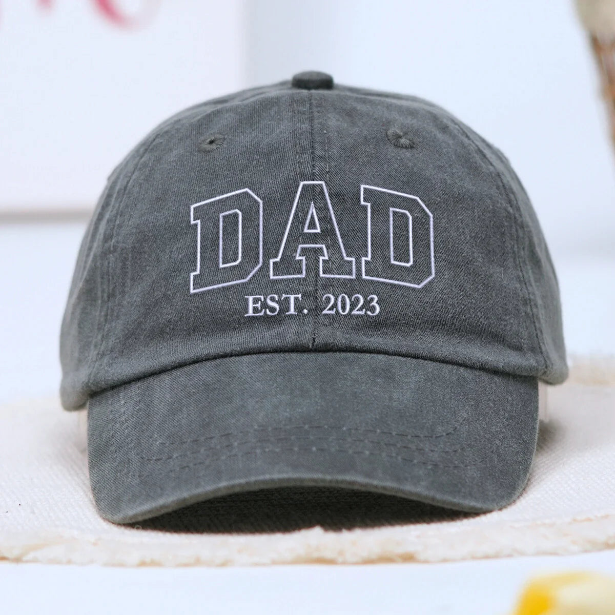 Custom Fathers Day Dad Est Hat, Personalized Embroidered Gift for Dad Grandpa