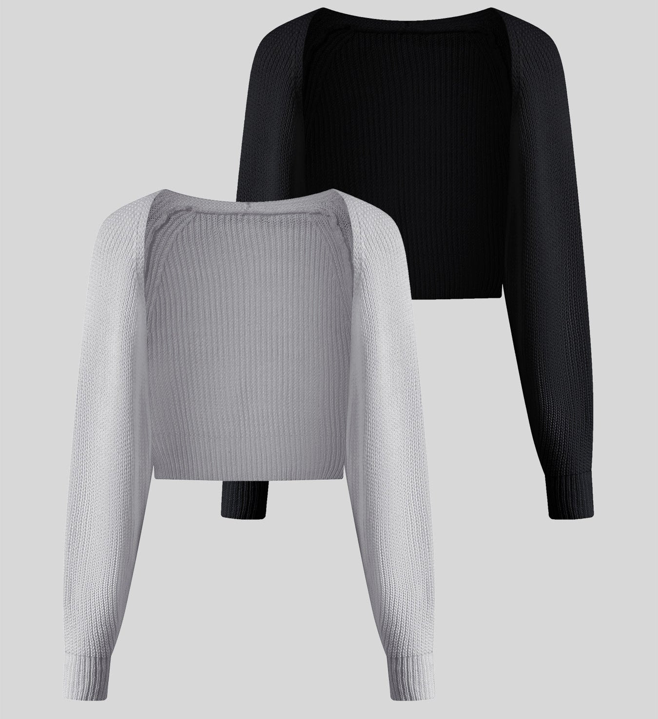 Women's Cropped Knit Bolero Cardigan – Long Sleeve Open Front Shrug, Minimalist Layering Top