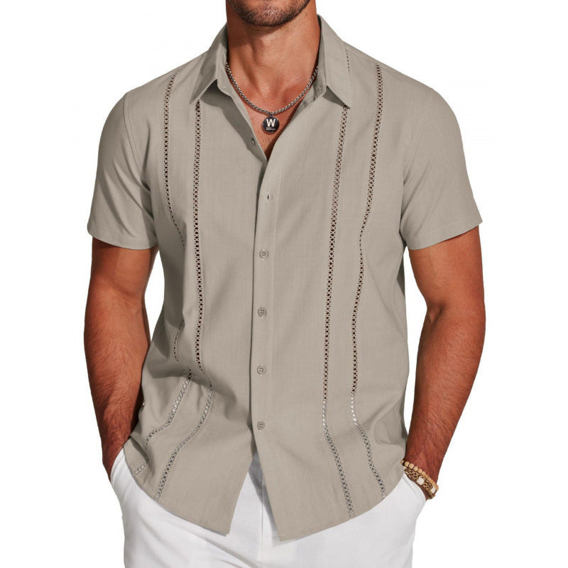 Men's Short Sleeve Guayabera Beach Shirt
