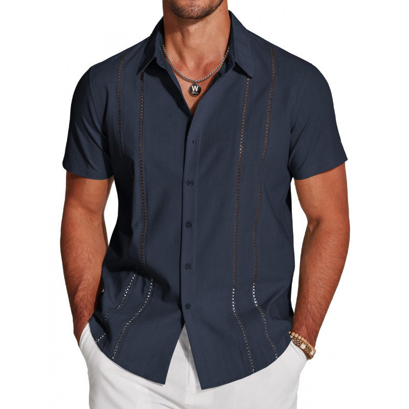 Men's Short Sleeve Guayabera Beach Shirt