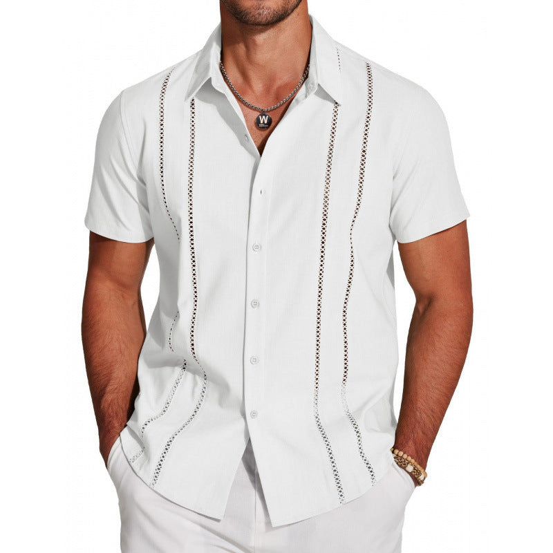 Men's Short Sleeve Guayabera Beach Shirt