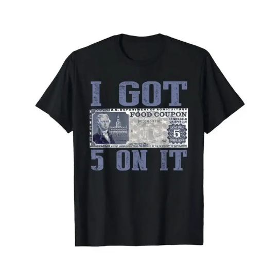 I Got $5 on It Graphic T-Shirt/Sweatshirt/Hoodie – Vintage Money Print Streetwear Tee, Loose Fit Casual Short Sleeve Shirt for Men & Women