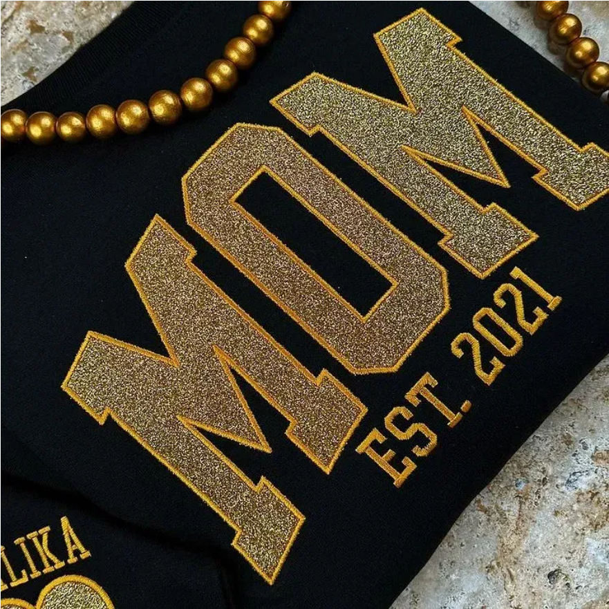 Custom Embroidered Glitter MAMA Sweatshirt-Gift For Mom & Grandma