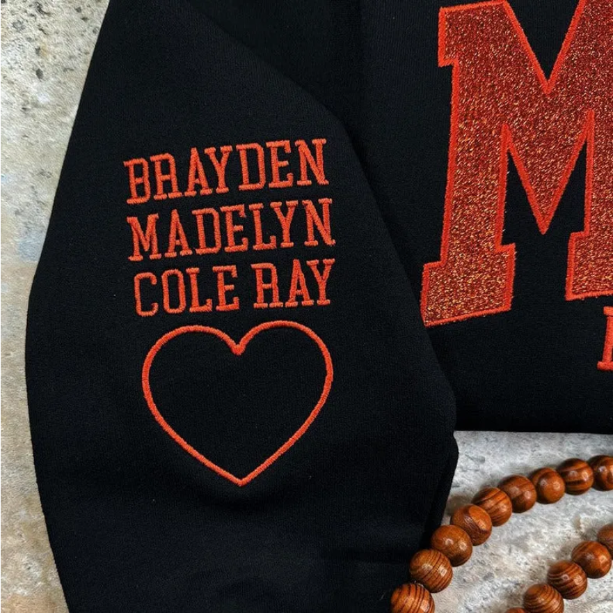 Custom Embroidered Glitter MAMA Sweatshirt-Gift For Mom & Grandma