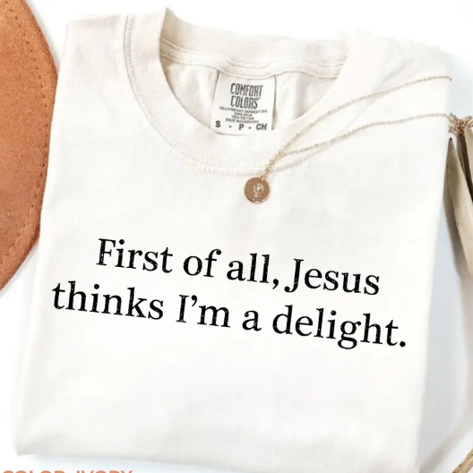 “Jesus Thinks I’m a Delight” T-Shirt /Sweatshirt/Hoodie🙏 – Funny Christian Women’s Tee