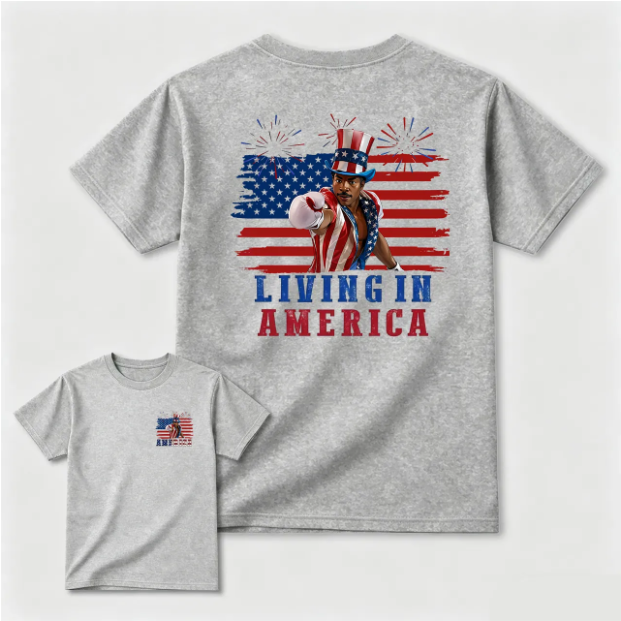 Apollo Creed Living In America July 4th Independence Day Graphic T-Shirt/Sweatshirt/Hoodie