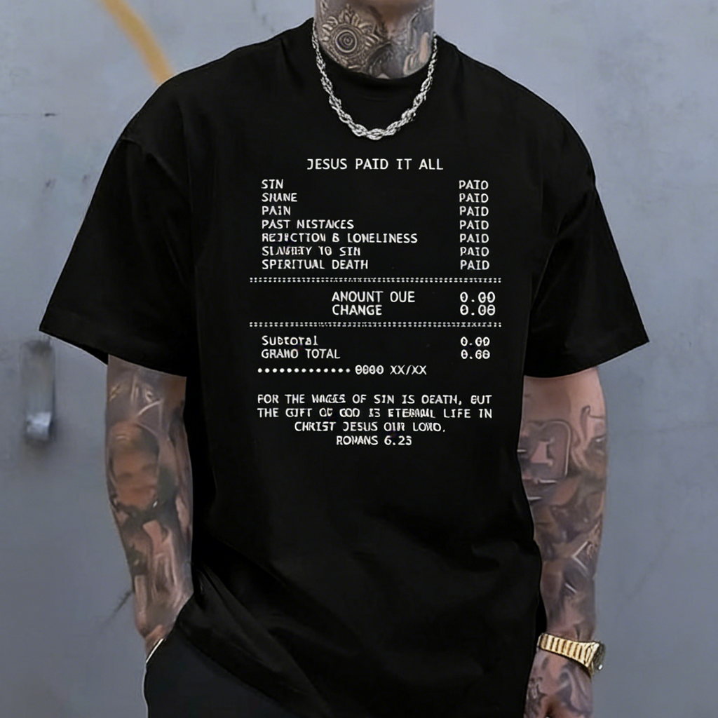JESUS PAID IT ALL Graphic Tee/Sweatshirt/Hoodie Christian Faith Religious Tee, Soft Casual Shirt for Men, Perfect for Church & Outdoor Events