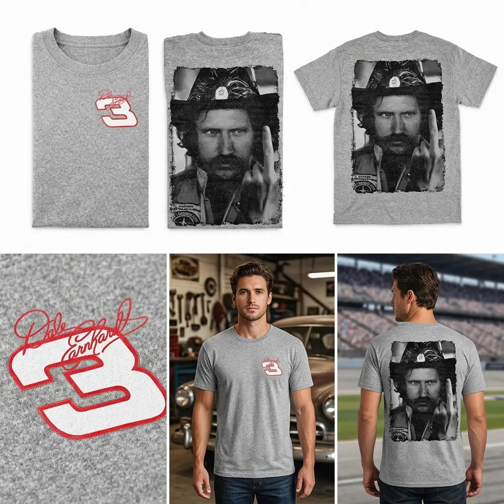 Dale Earnhardt  Middle Finger Vintage Racing Rebel T-Shirt/Sweatshirt/Hoodie – Nascar Lovers Racing Graphic  Tee