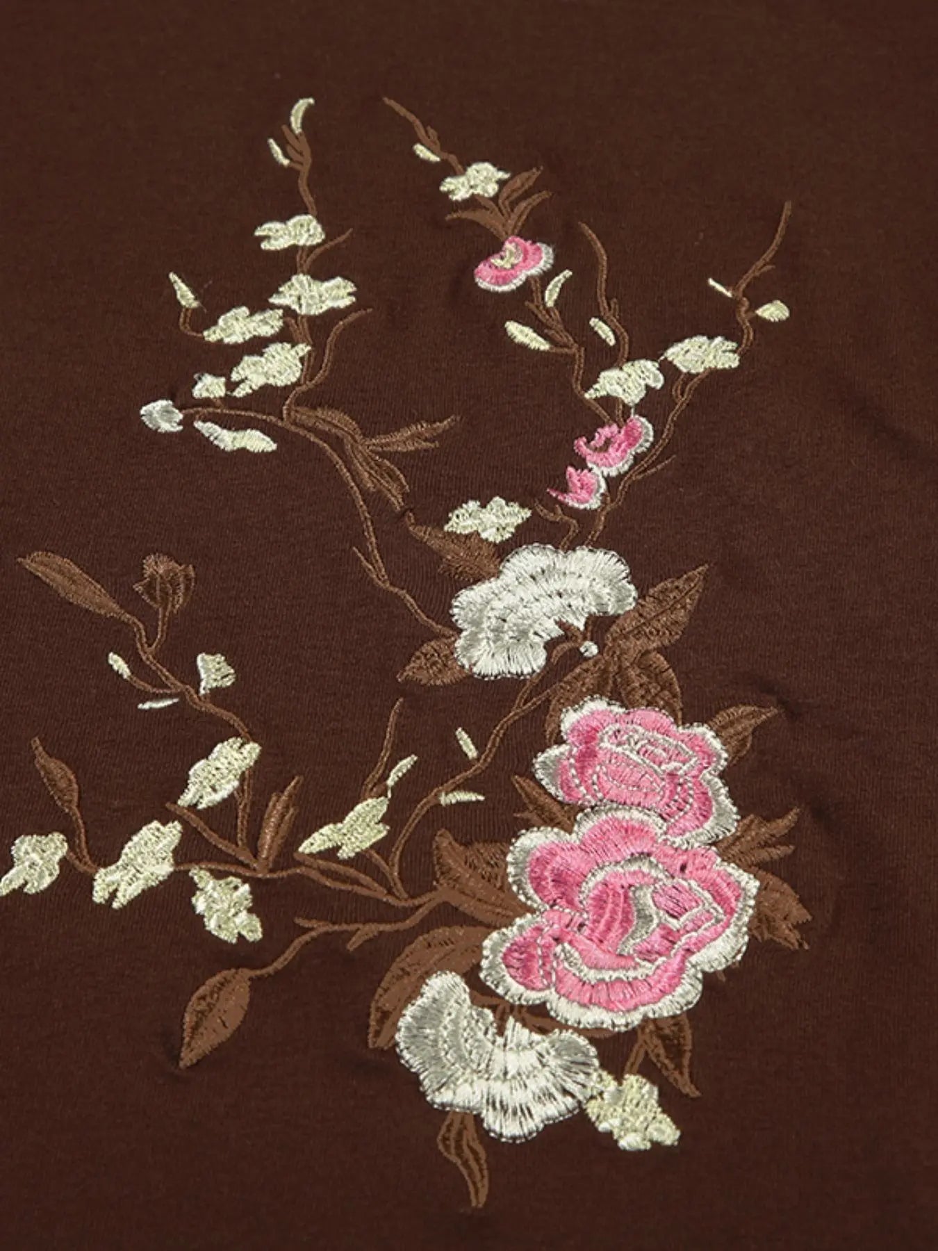 Floral Embroidered Tie Front Top | Feminine Vintage Y2K Tee – Short Sleeve & Long Sleeve Options