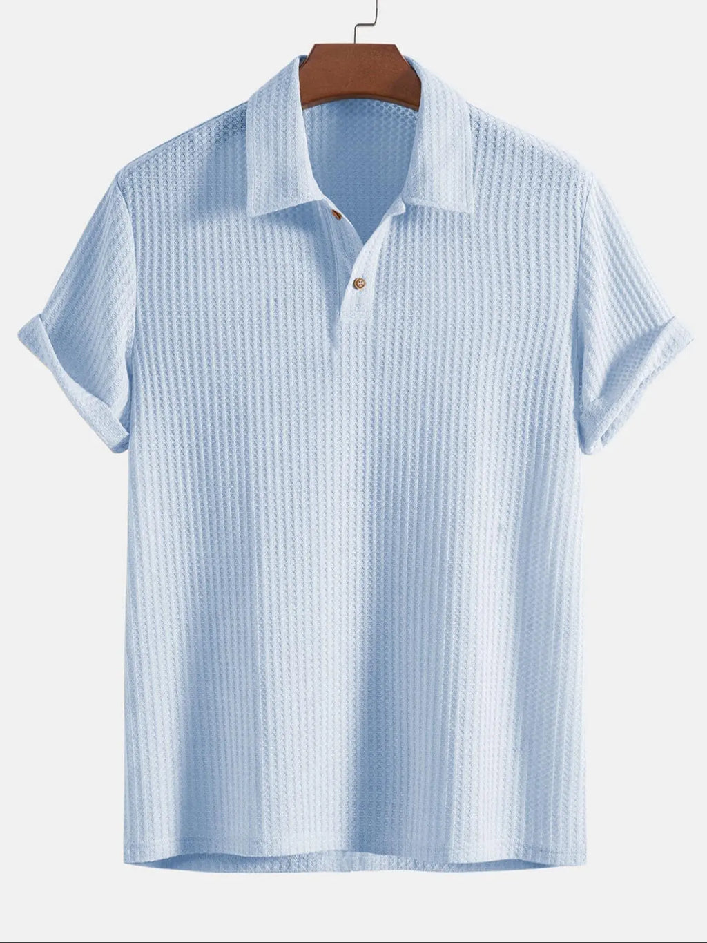 Men's Textured Knit Polo Shirt – Luxury Casual Short Sleeve Golf Style Top