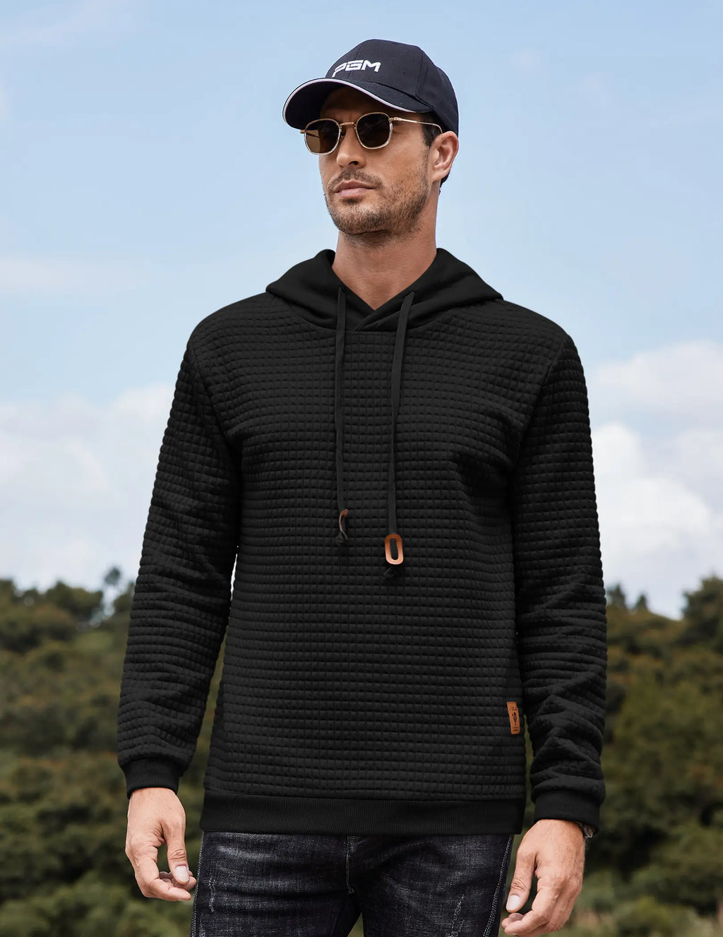 Men's Textured Pullover Hoodie – Casual Fall & Winter Sweater