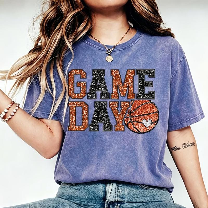 Game Day Basketball Sweatshirt – Women's Oversized Basketball Graphic Crewneck, Sports Mom Game Day Outfit