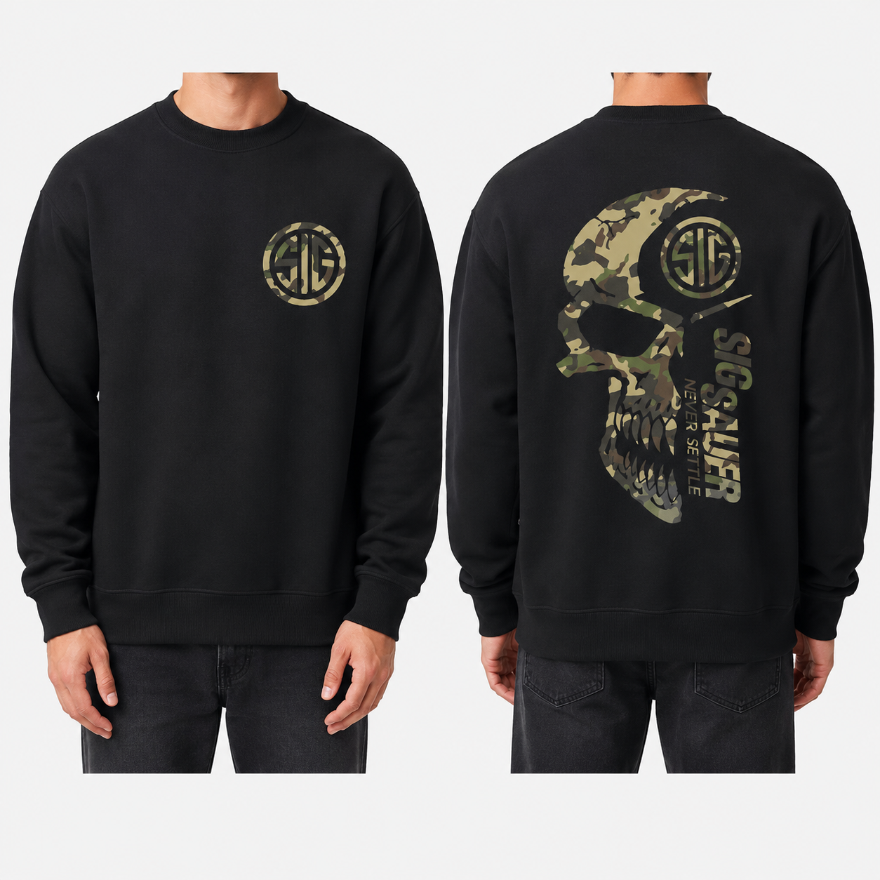 Men’s Camo Skull Graphic T-Shirt/Sweatshirt/Hoodie – Tactical Military Streetwear Back Print Tee