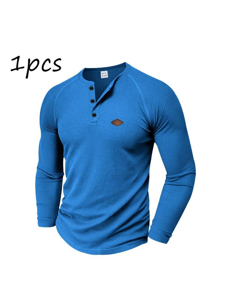 Men's 2-Pack Waffle Knit Henley Shirts – Long Sleeve Raglan Casual Tops