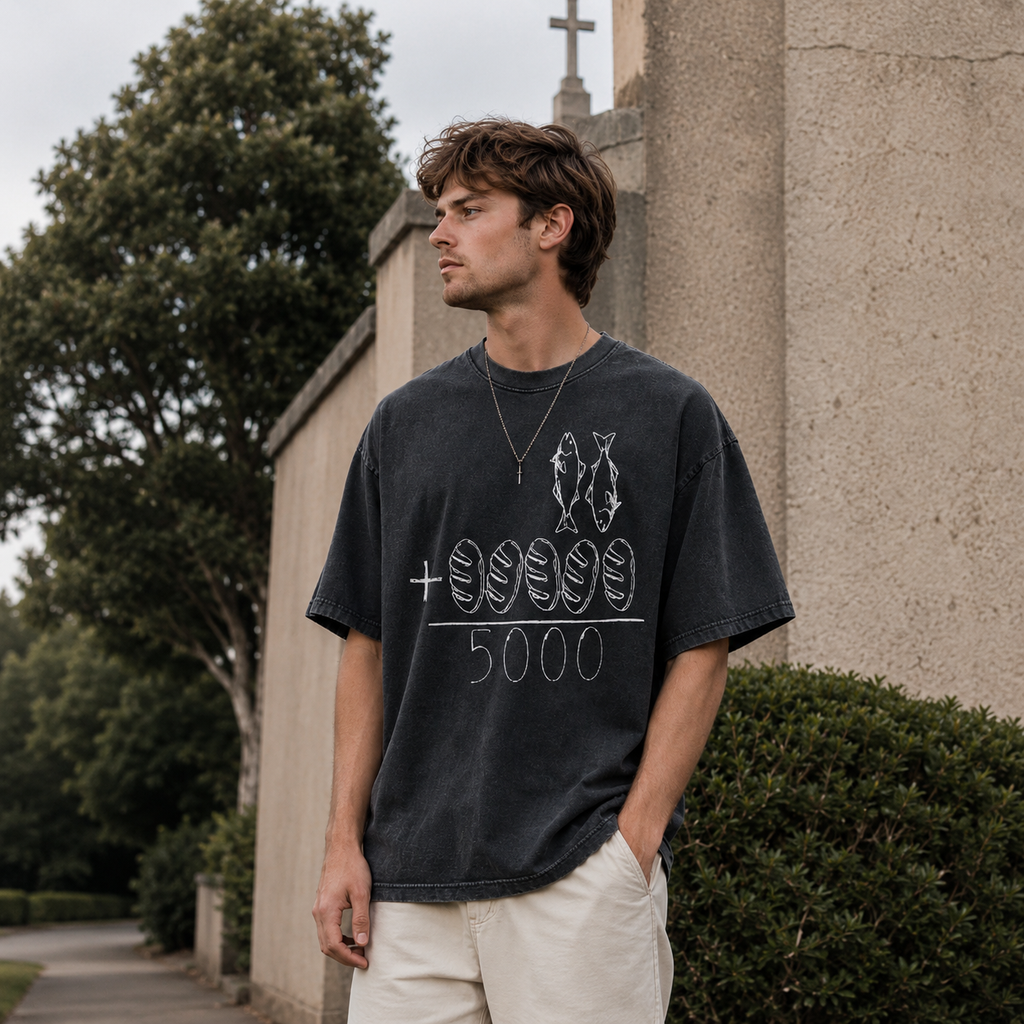 Five Loaves Two Fish Christian T-Shirt/Sweatshirt/Hoodie – Jesus Feeds the 5000 Vintage Faith Tee