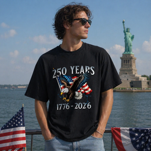 250 Years 1776–2026 T-Shirt/Sweatshirt/Hoodie – USA Anniversary Patriotic Eagle Graphic Tee
