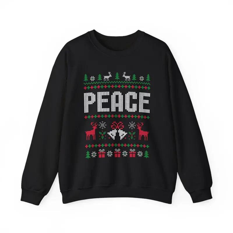 Funny ugly Christmas sweatshirts for couples, cute matching holiday outfits, plus 'I Come in Peace' sweatshirt for festive style