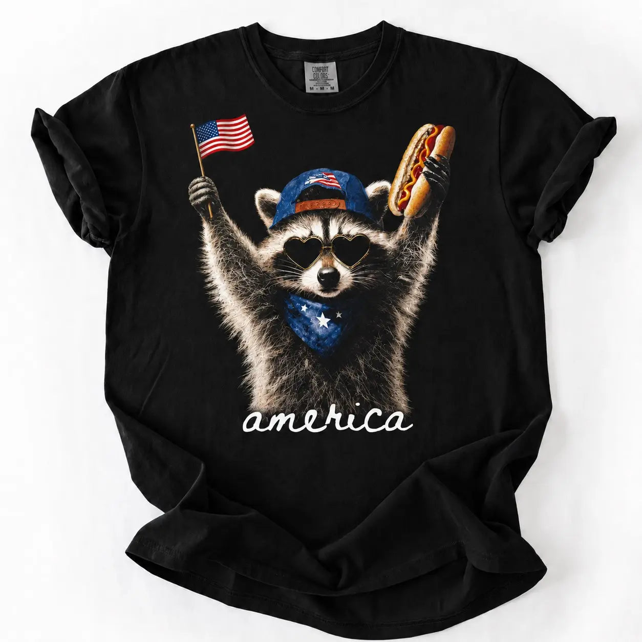 Feral & Free America Raccoon Tee/Sweatshirt/Hoodie - Funny Patriotic 4th of July