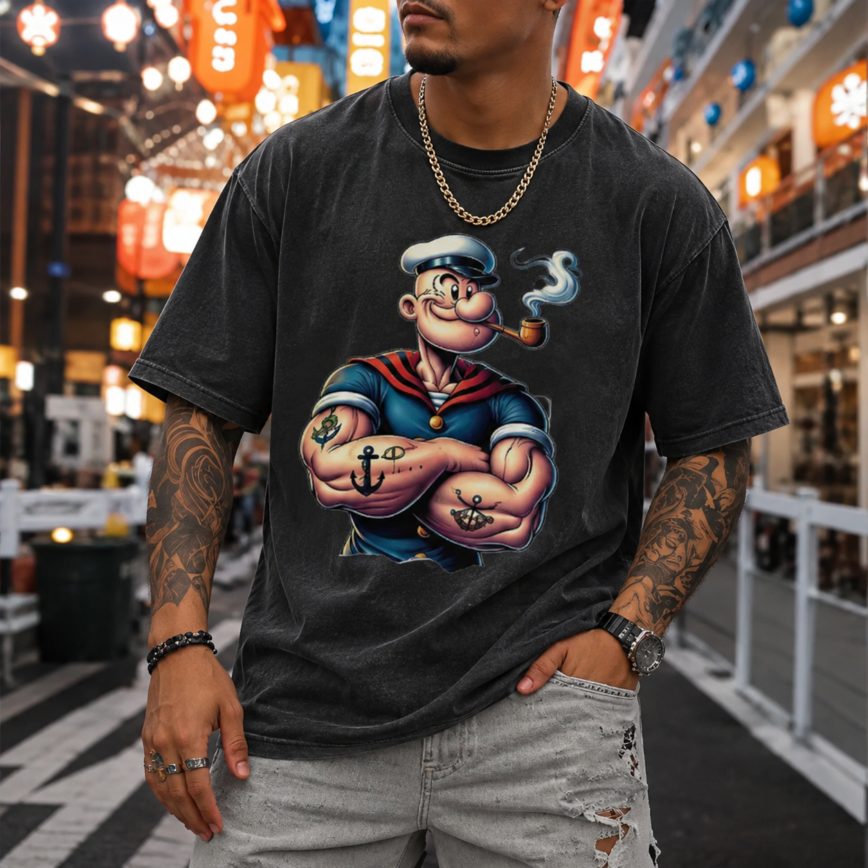 Old School Sailor Graphic T-Shirt/Sweatshirt/Hoodie – Vintage Nautical Tattoo (Ideal for Pirate Costumes )