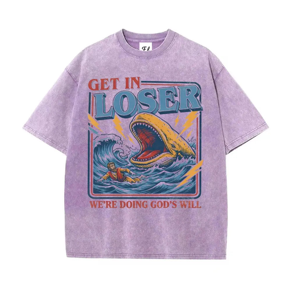Jonah & the Whale T-Shirt – "Get In Loser, We're Doing God's Will" Christian Humor Tee