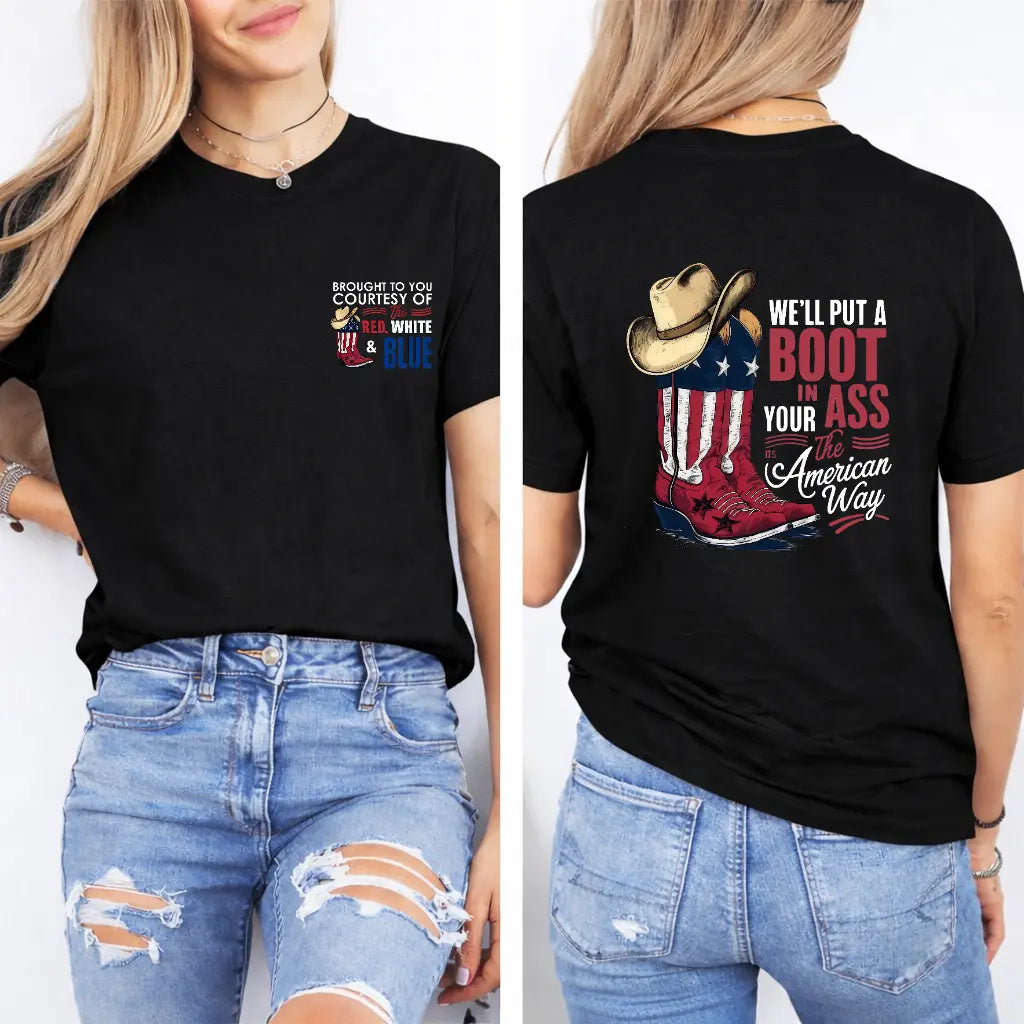 Patriotic Cowboy Boot Graphic Tee/Sweatshirt/Hoodie – Red, White & Blue