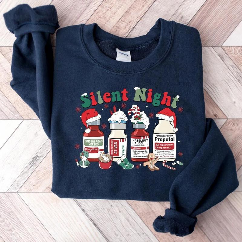 Silent Night Christmas Sweatshirt, Christmas Nurse Shirt, Medical Christmas T-Shirt, ICU Nurse Christmas Tee, Nurse Holiday Sweatshirt