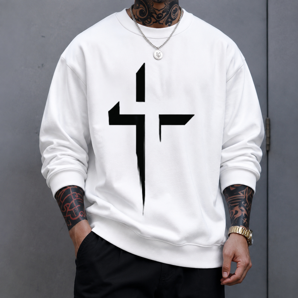 Minimal Cross Graphic T-Shirt/Sweatshirt/Hoodie – Dark Streetwear Oversized Tee