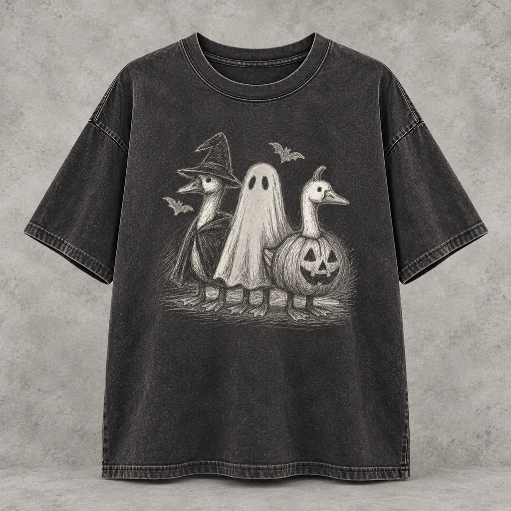 Halloween Goose Graphic T-Shirt/Sweatshirt/Hoodie – Cute Ghost Pumpkin Witch Spooky Season Tee
